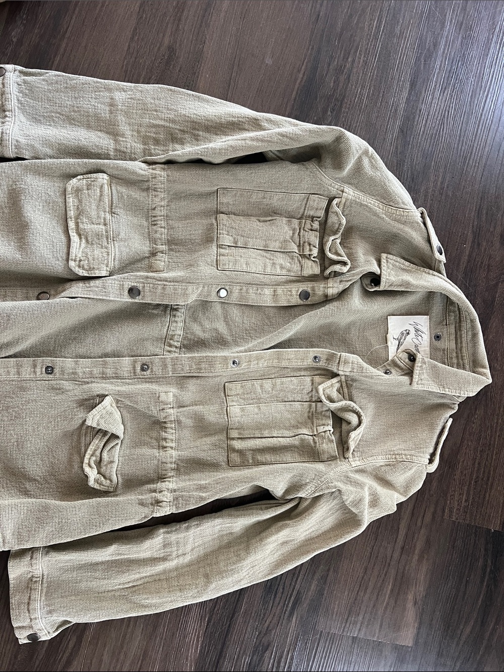 White Crow Olive Green Textured Button Shirt Jacket